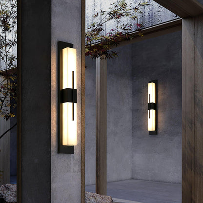 Alabaster Outdoor Wall Light with Weather-Resistant Design & Soft Glow
