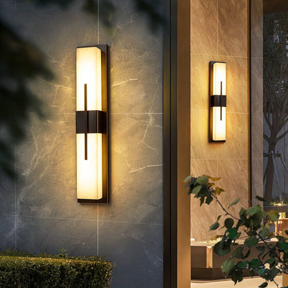 Alabaster Outdoor Wall Light with Weather-Resistant Design & Soft Glow