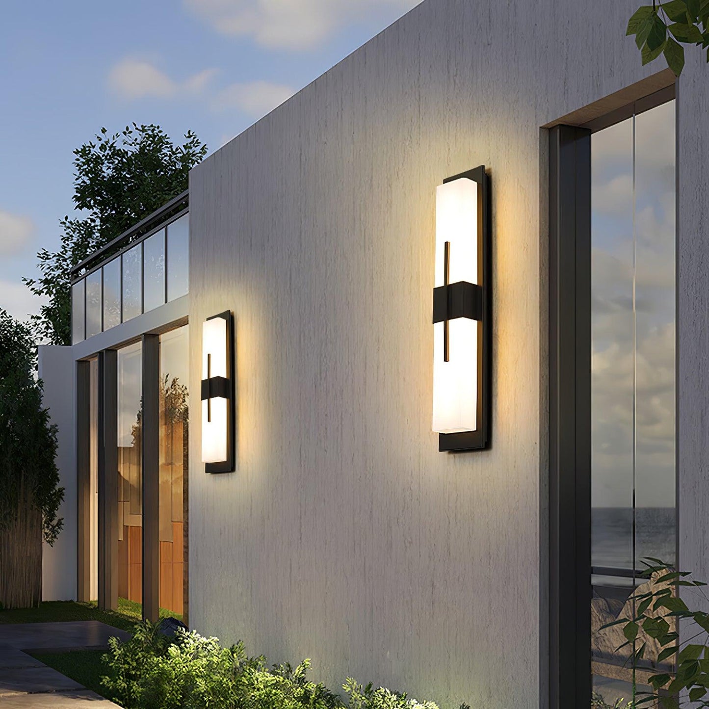 Alabaster Outdoor Wall Light with Weather-Resistant Design & Soft Glow