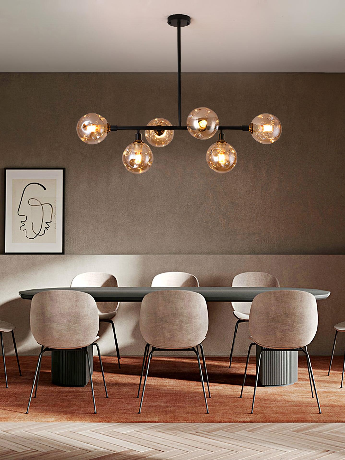 Primas Elegant Glass Chandelier with Adjustable Height & LED Compatibi
