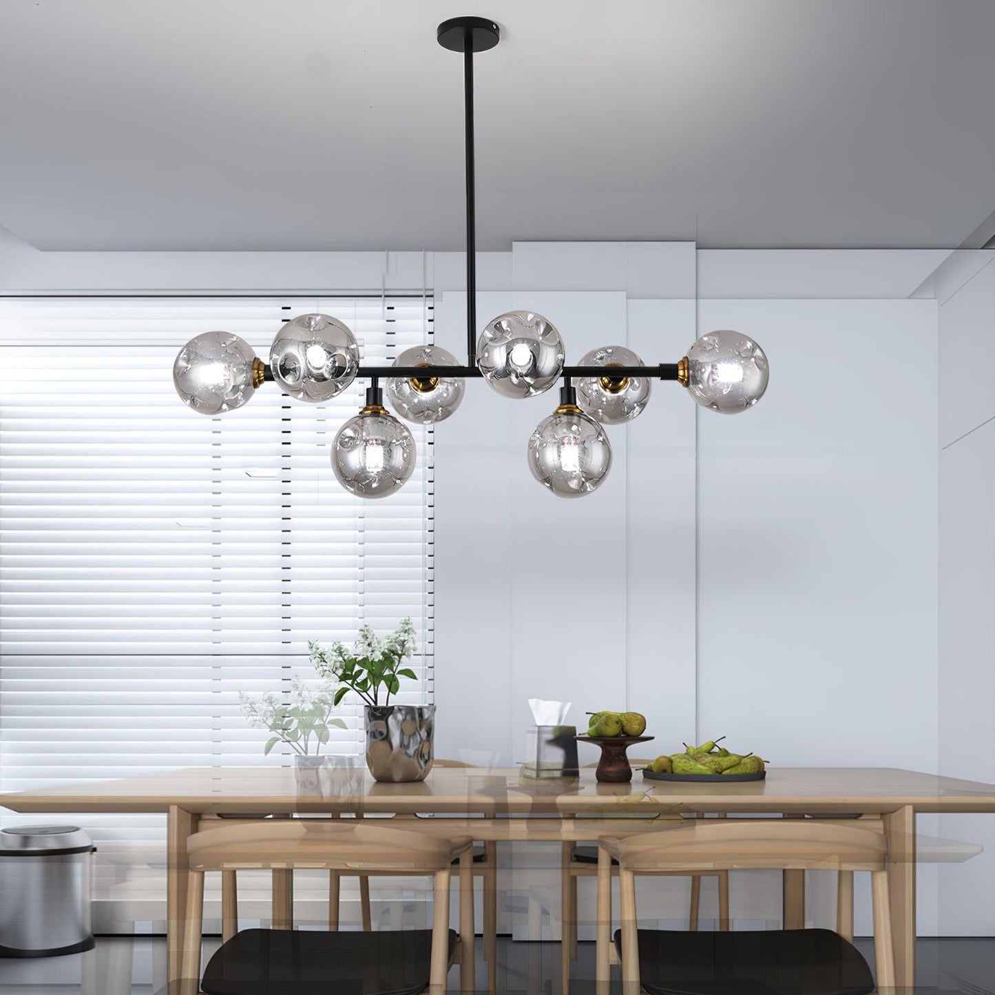 Primas Elegant Glass Chandelier with Adjustable Height & LED Compatibi