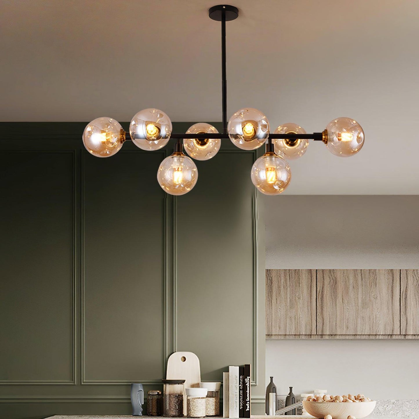 Primas Elegant Glass Chandelier with Adjustable Height & LED Compatibi