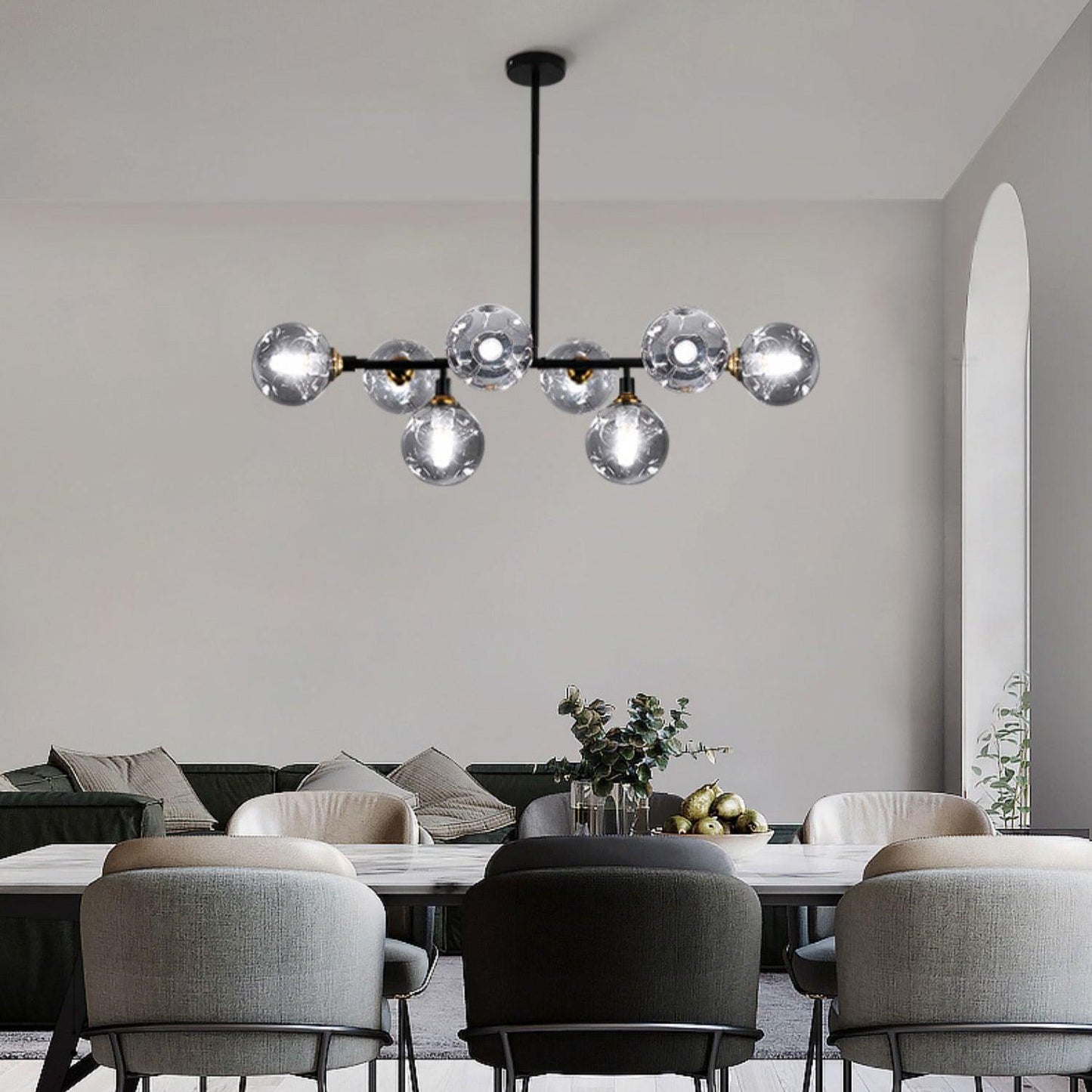 Primas Elegant Glass Chandelier with Adjustable Height & LED Compatibi