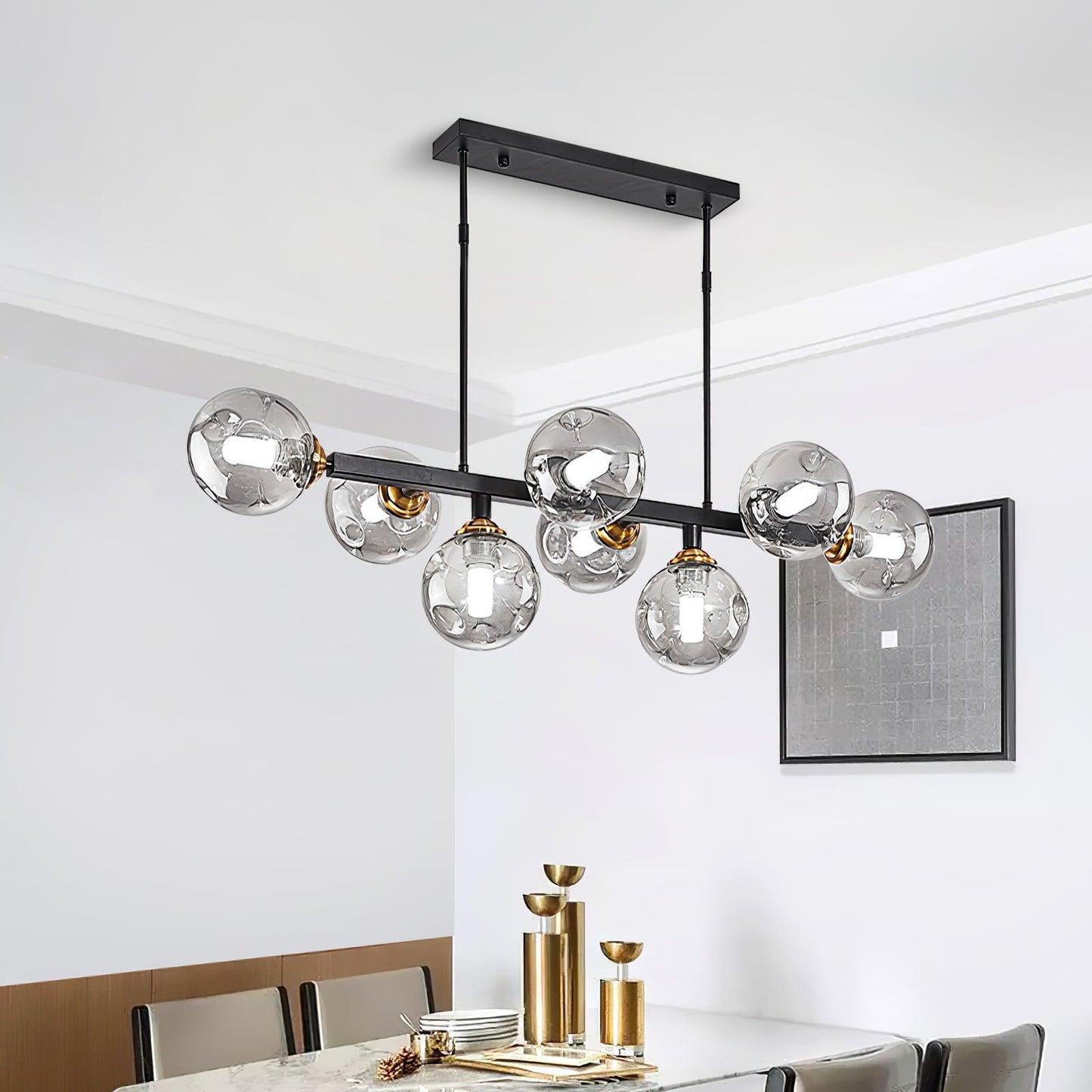 Primas Elegant Glass Chandelier with Adjustable Height & LED Compatibi