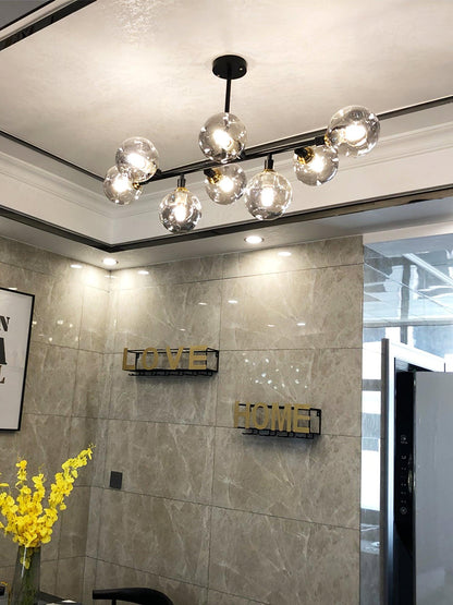 Primas Elegant Glass Chandelier with Adjustable Height & LED Compatibi