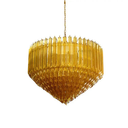 Prism Amber Glass Chandelier - Elegant Design with Adjustable Height