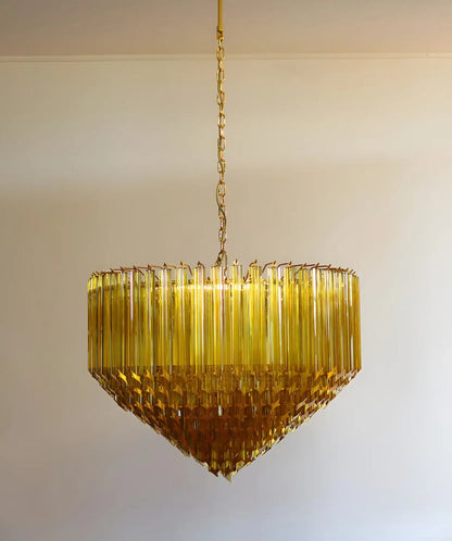 Prism Amber Glass Chandelier - Elegant Design with Adjustable Height