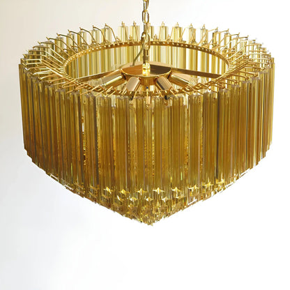 Prism Amber Glass Chandelier - Elegant Design with Adjustable Height