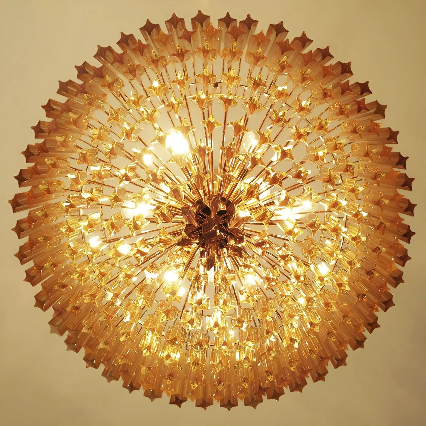 Prism Amber Glass Chandelier - Elegant Design with Adjustable Height