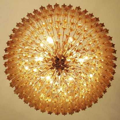 Prism Amber Glass Chandelier - Elegant Design with Adjustable Height