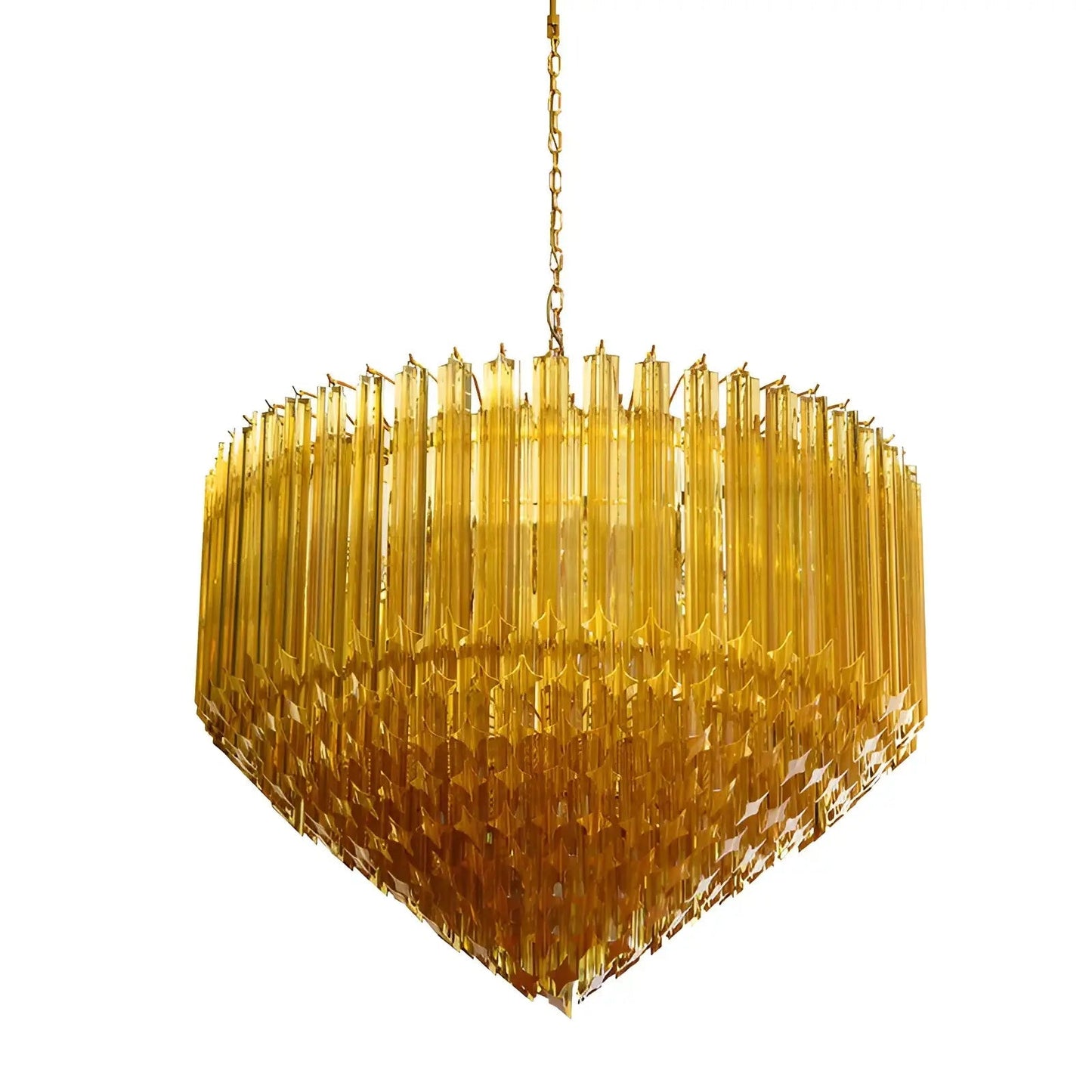 Prism Amber Glass Chandelier - Elegant Design with Adjustable Height