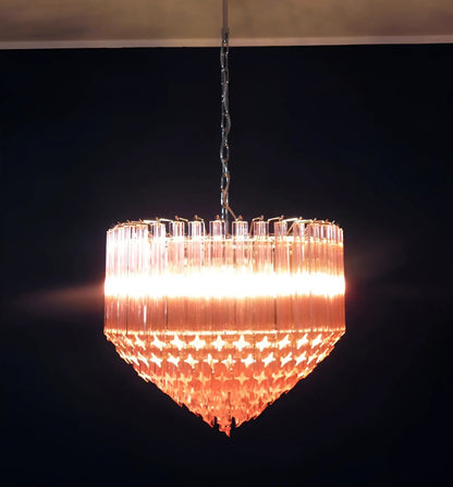 Modern Prism Pink Glass Chandelier - Elegant Design & Adjustable Heigh