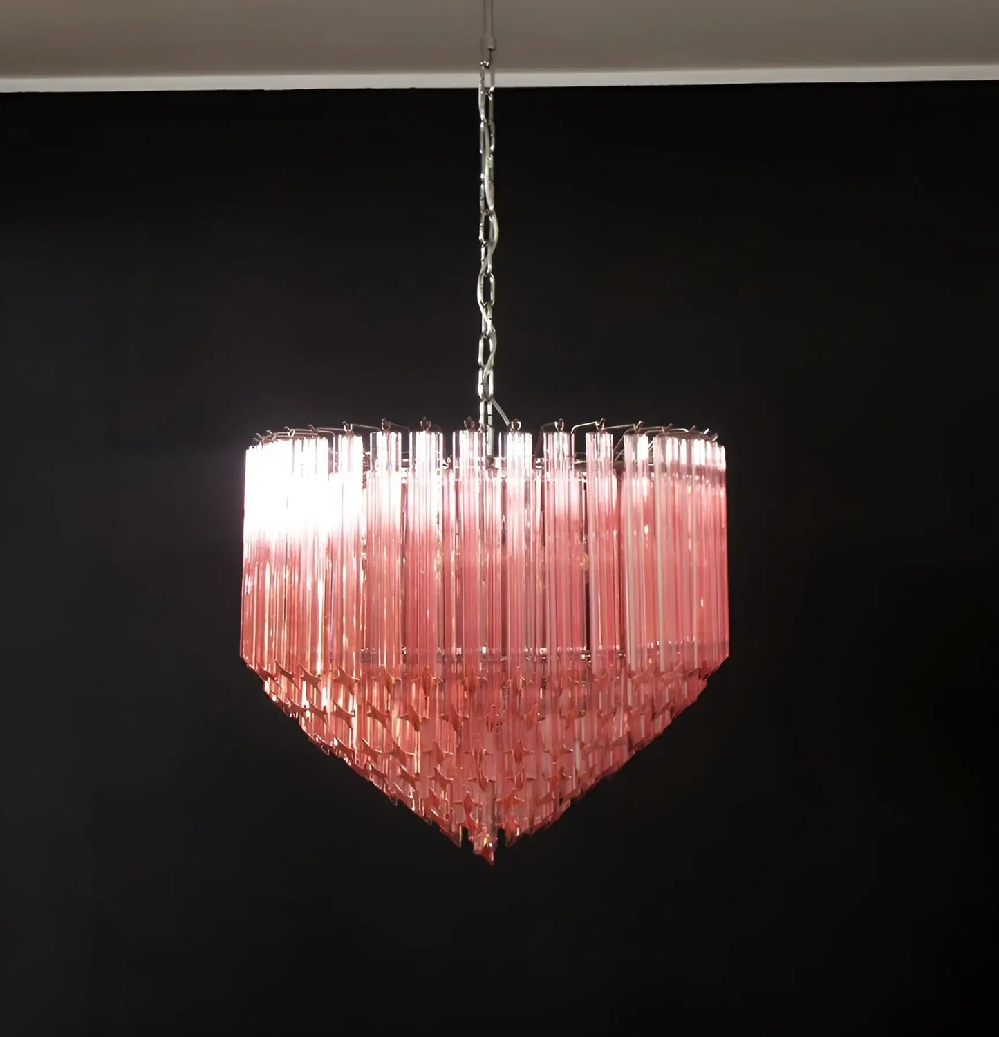 Modern Prism Pink Glass Chandelier - Elegant Design & Adjustable Heigh