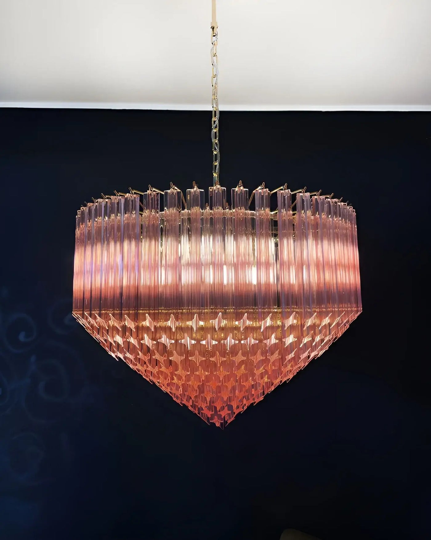 Modern Prism Pink Glass Chandelier - Elegant Design & Adjustable Heigh