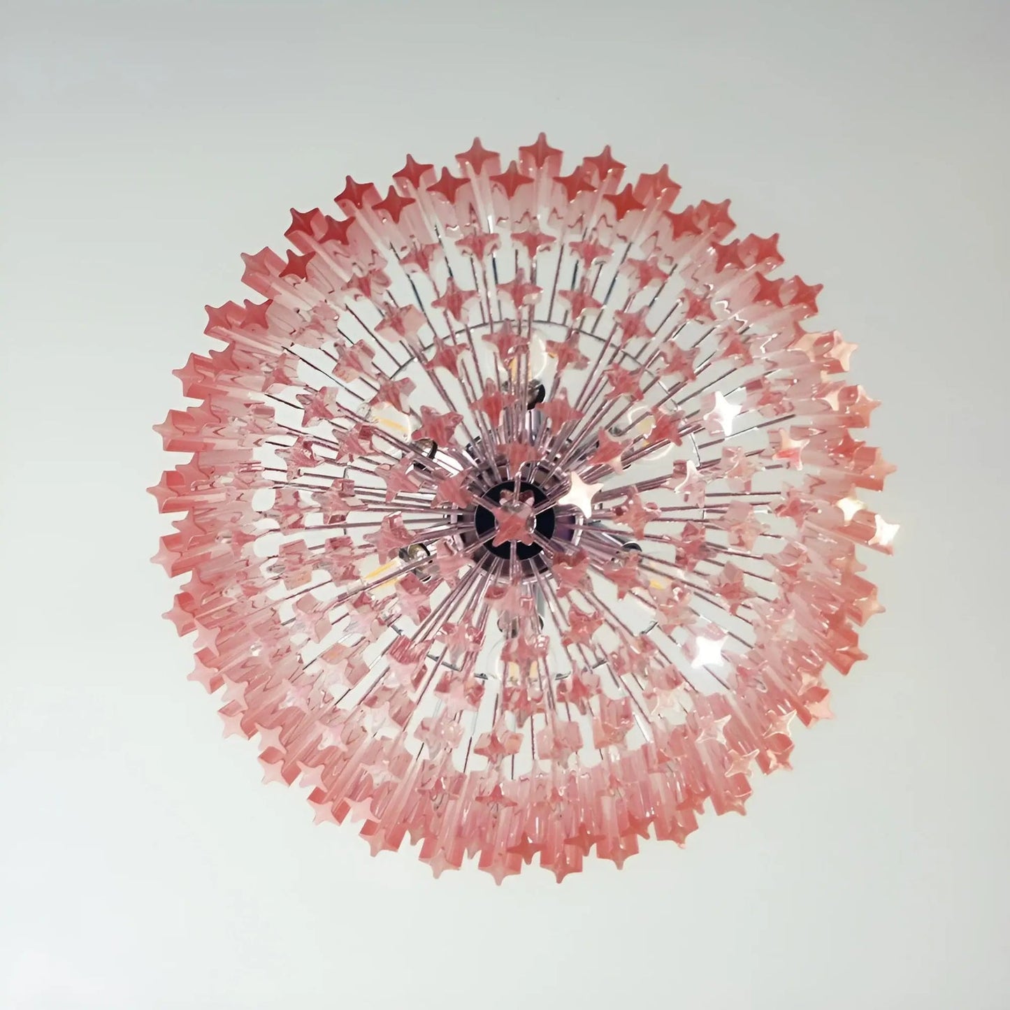 Modern Prism Pink Glass Chandelier - Elegant Design & Adjustable Heigh