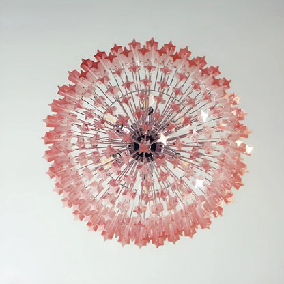 Modern Prism Pink Glass Chandelier - Elegant Design & Adjustable Heigh