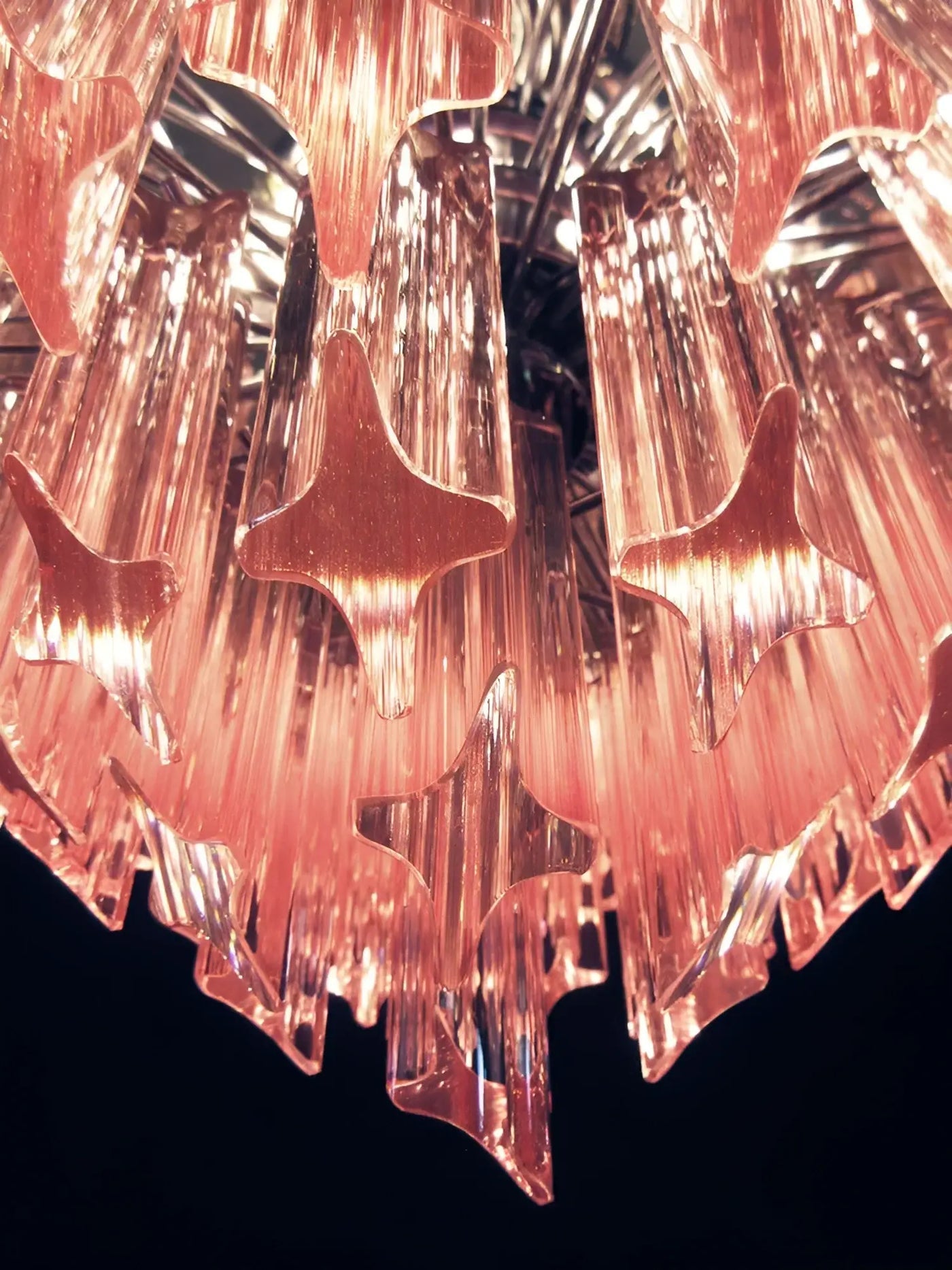 Modern Prism Pink Glass Chandelier - Elegant Design & Adjustable Heigh