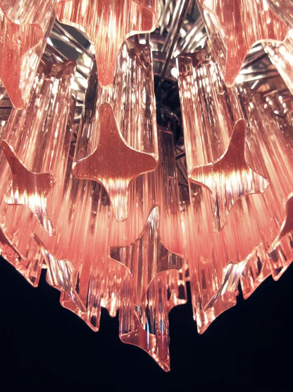 Modern Prism Pink Glass Chandelier - Elegant Design & Adjustable Heigh