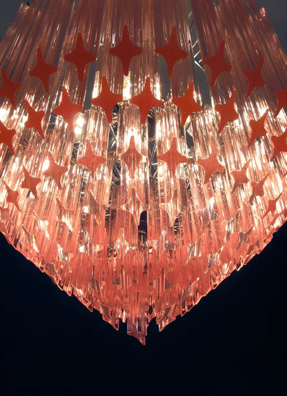 Modern Prism Pink Glass Chandelier - Elegant Design & Adjustable Heigh