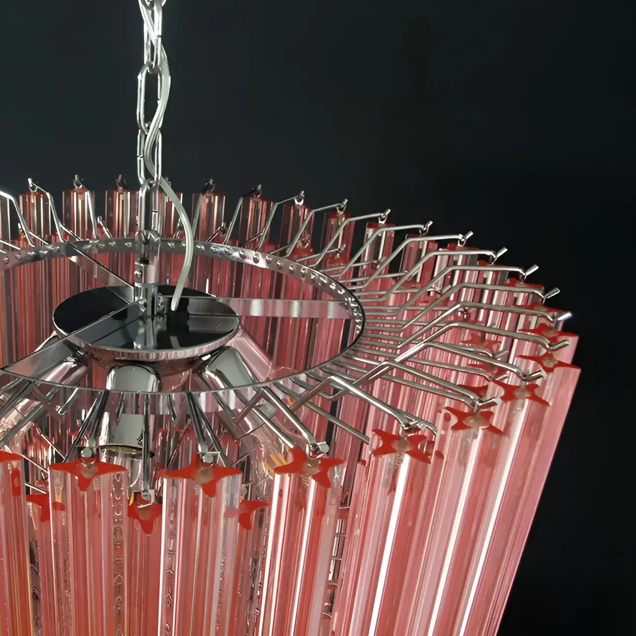 Modern Prism Pink Glass Chandelier - Elegant Design & Adjustable Heigh