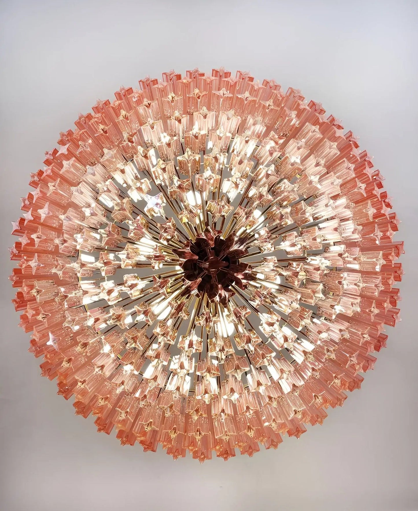 Modern Prism Pink Glass Chandelier - Elegant Design & Adjustable Heigh