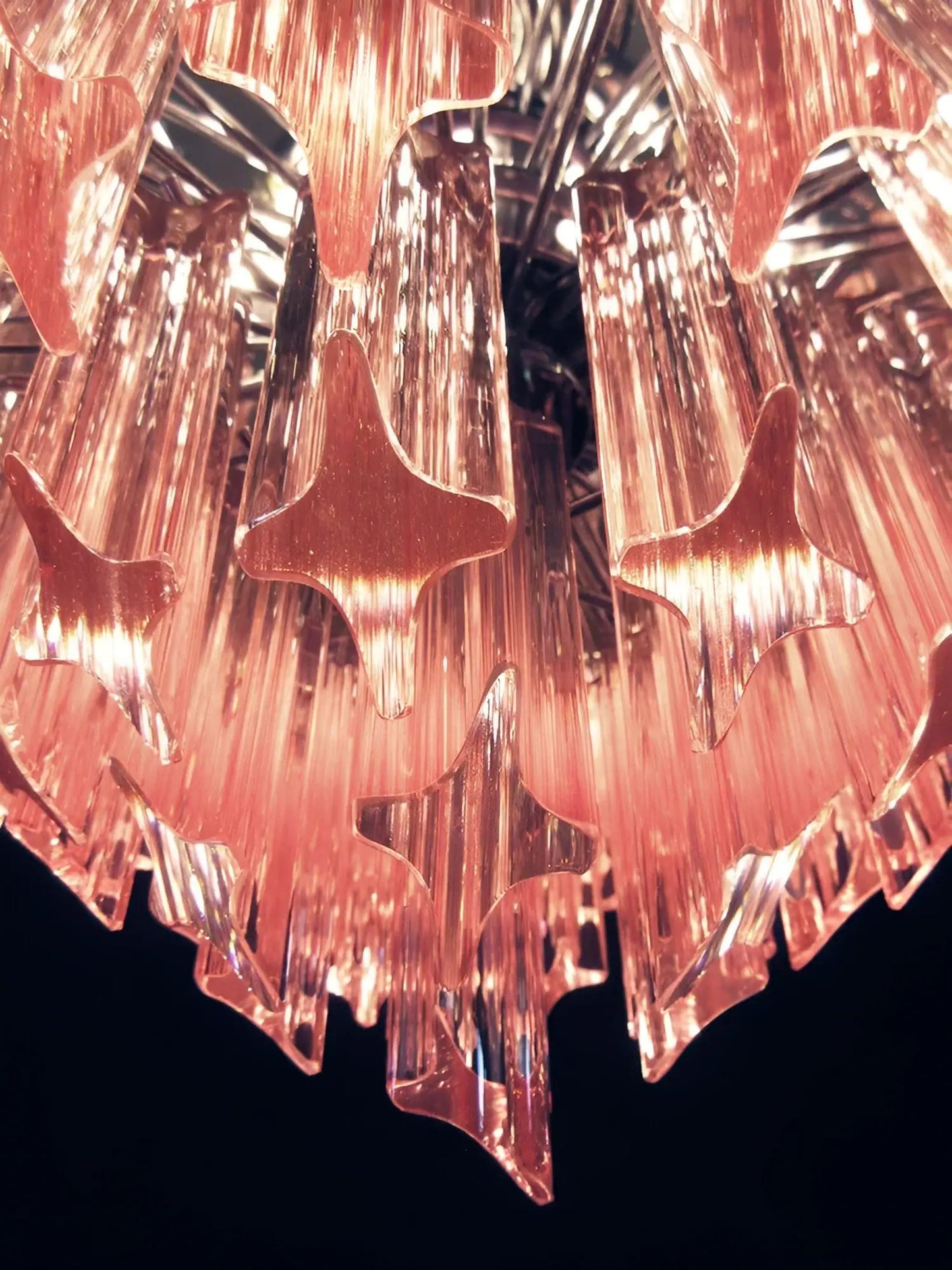 Modern Prism Pink Glass Chandelier - Elegant Design & Adjustable Heigh