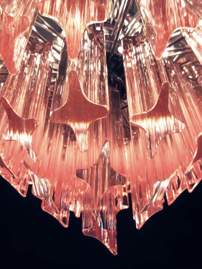 Modern Prism Pink Glass Chandelier - Elegant Design & Adjustable Heigh