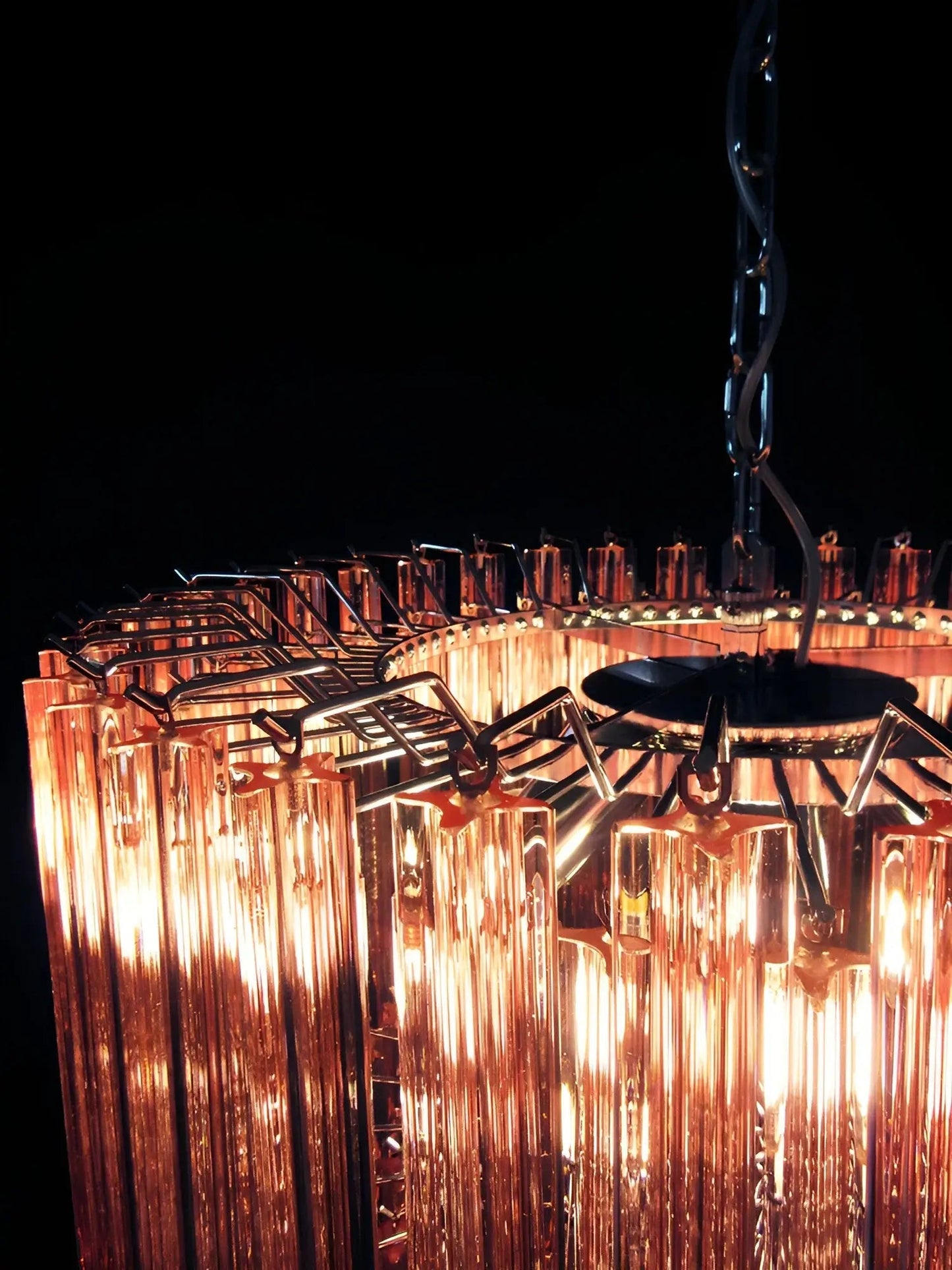 Modern Prism Pink Glass Chandelier - Elegant Design & Adjustable Heigh