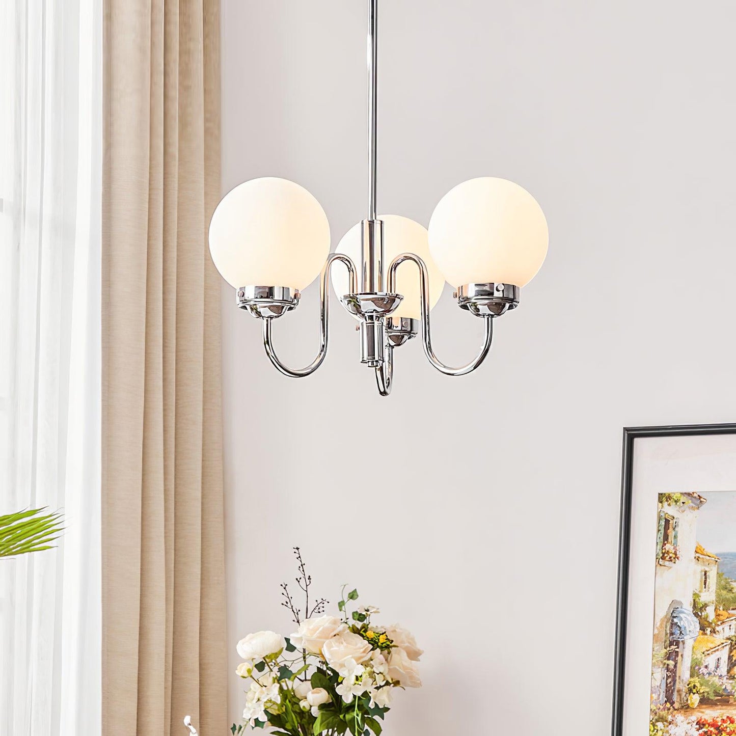 Carisa Chandelier - Elegant Design with Adjustable Height & LED Compat