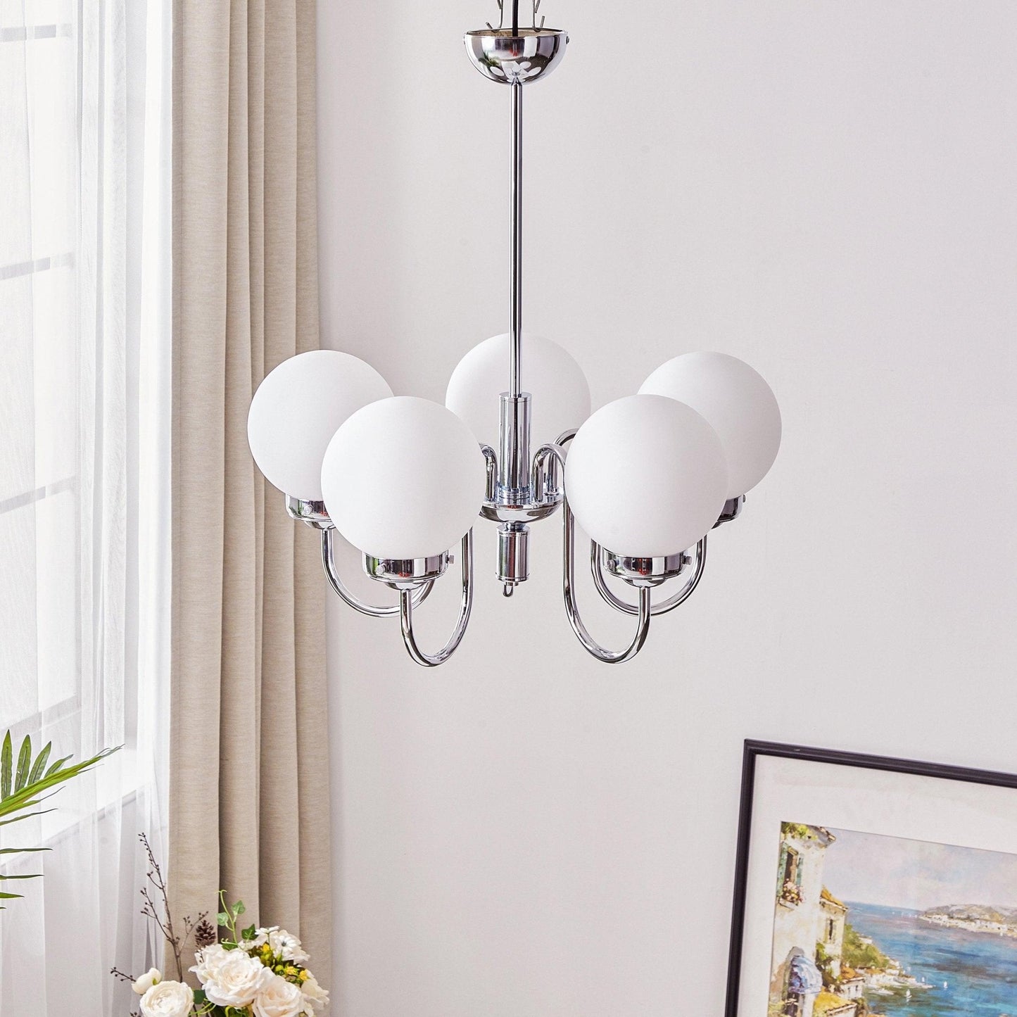Carisa Chandelier - Elegant Design with Adjustable Height & LED Compat