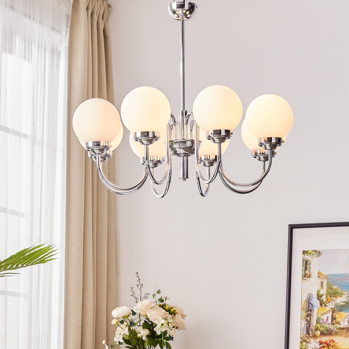 Carisa Chandelier - Elegant Design with Adjustable Height & LED Compat