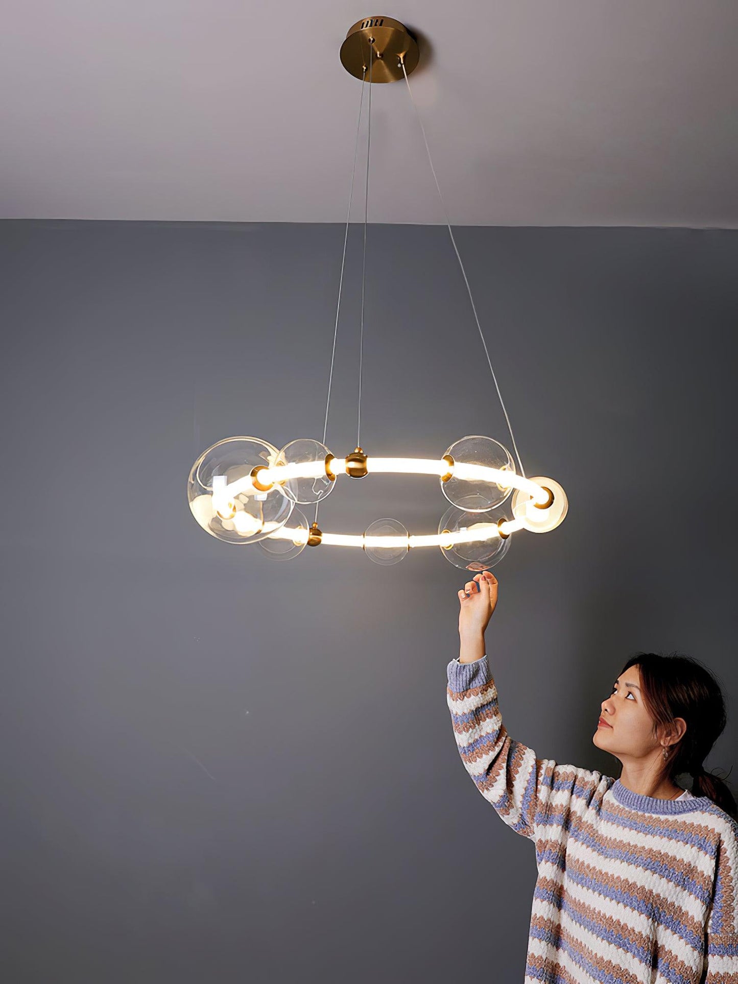 Elegant Puppet Chandelier - Adjustable Height, Soft Ambient Lighting