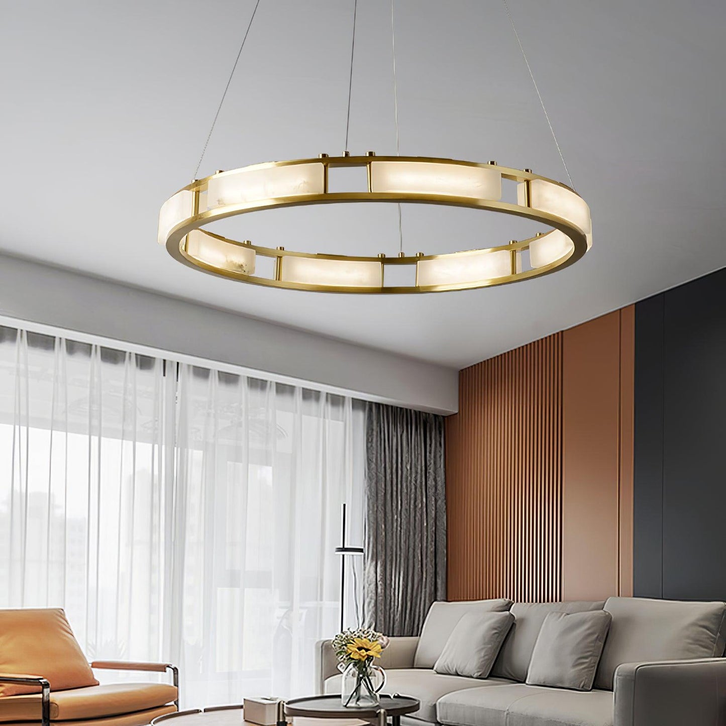 Qatar Alabaster Chandelier - Elegant Design with Dimmable Lighting