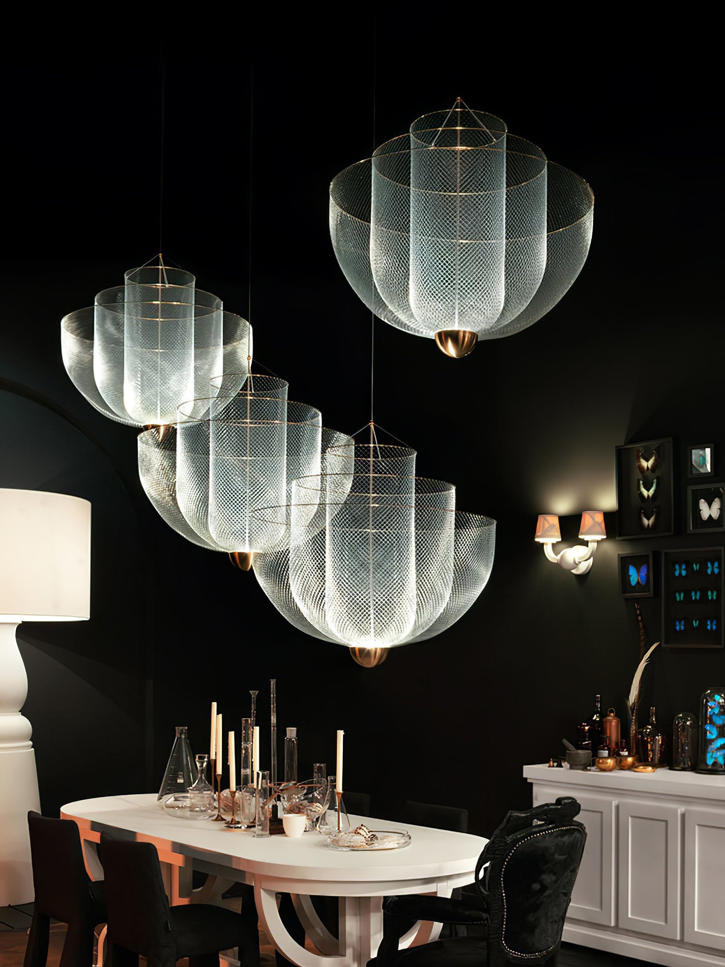 Meshmatics Modern Hanging Lamp with Adjustable Height & LED Bulbs