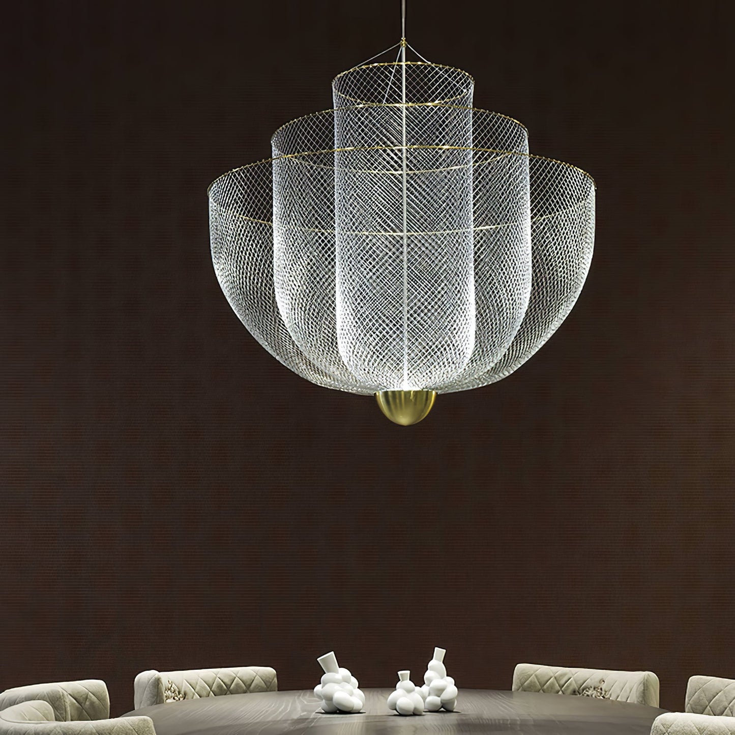 Meshmatics Modern Hanging Lamp with Adjustable Height & LED Bulbs