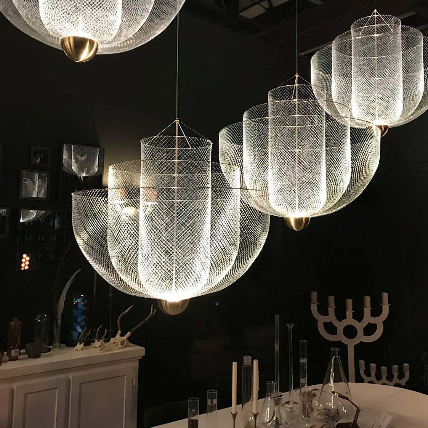 Meshmatics Modern Hanging Lamp with Adjustable Height & LED Bulbs