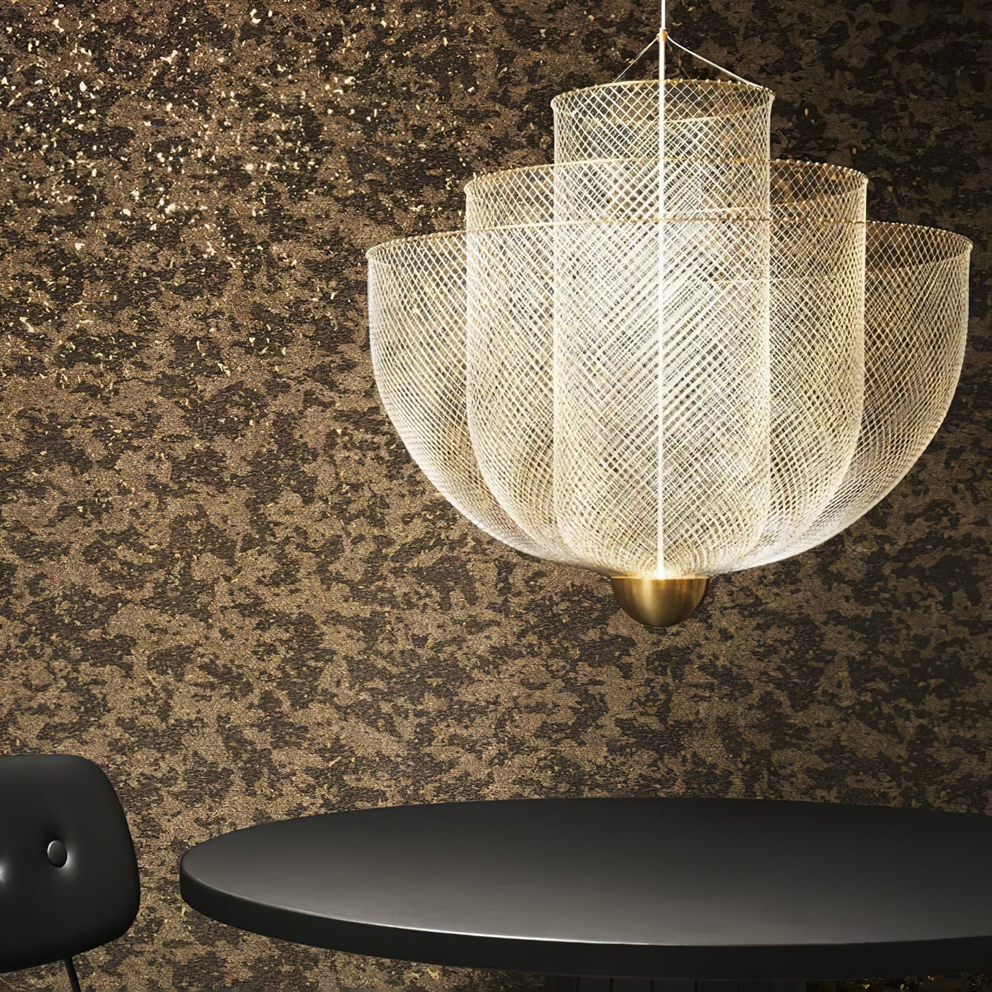 Meshmatics Modern Hanging Lamp with Adjustable Height & LED Bulbs
