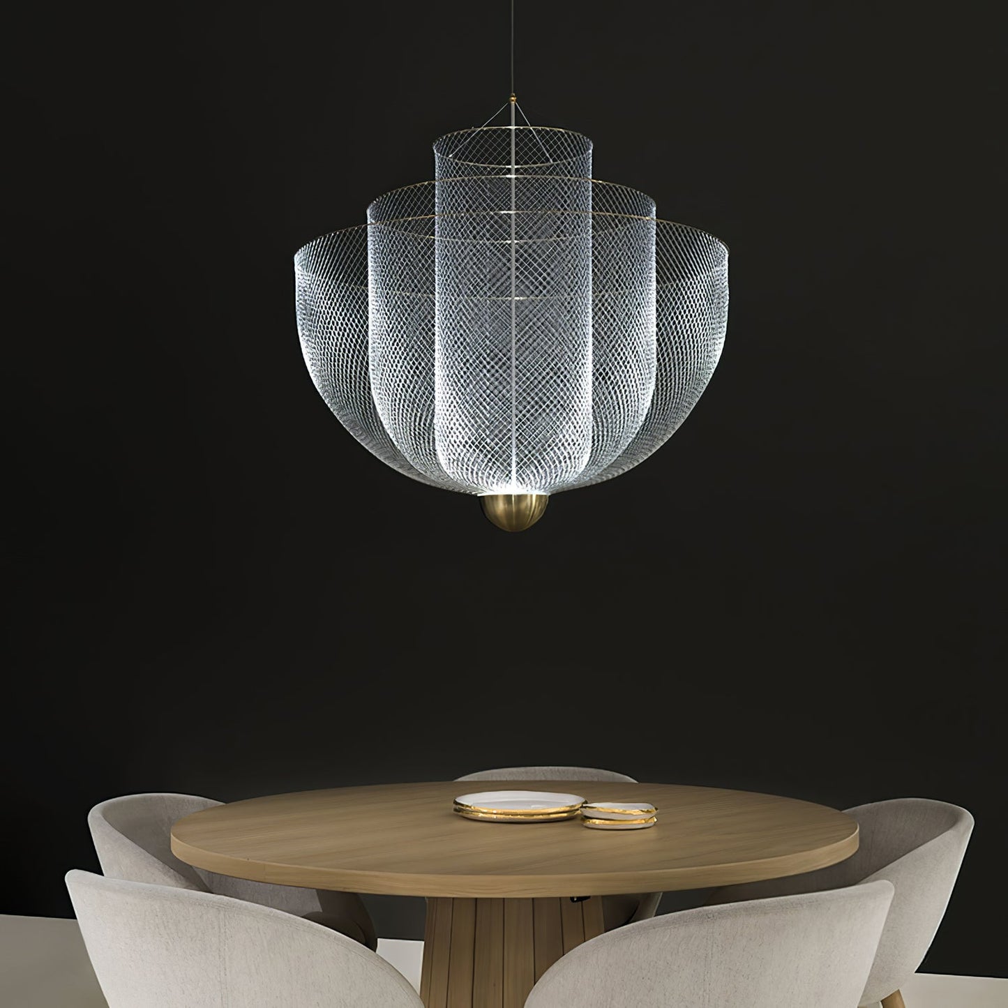 Meshmatics Modern Hanging Lamp with Adjustable Height & LED Bulbs