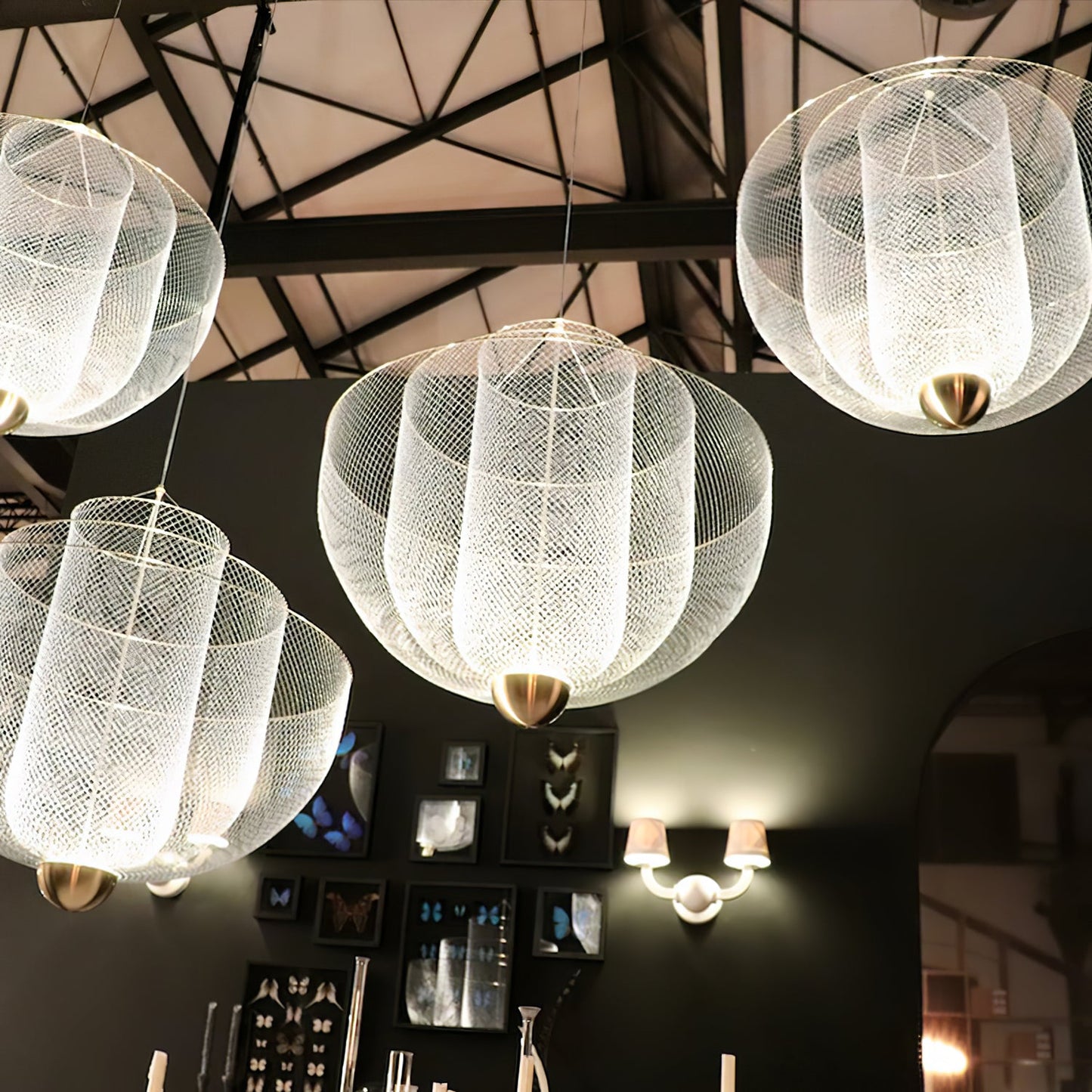 Meshmatics Modern Hanging Lamp with Adjustable Height & LED Bulbs