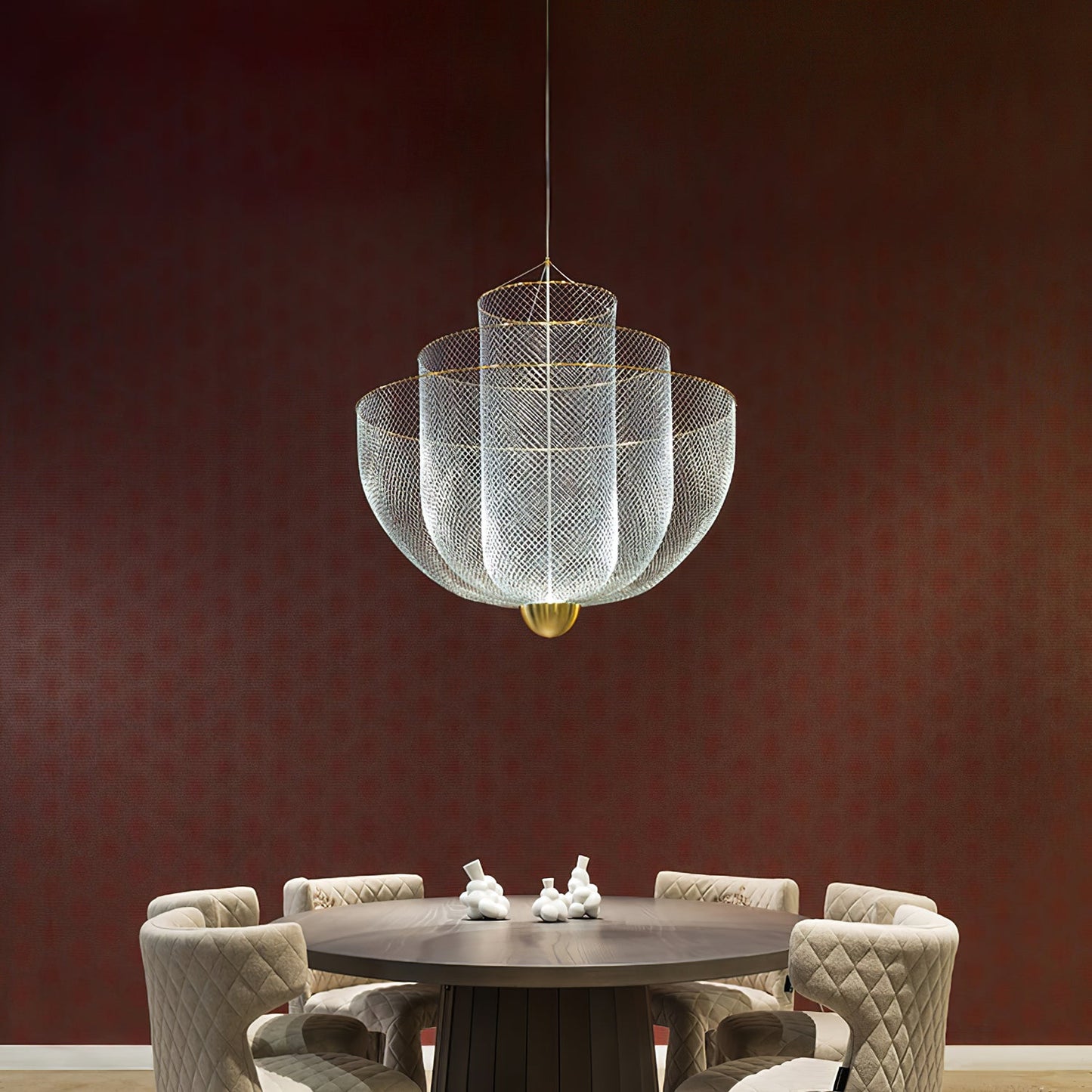 Meshmatics Modern Hanging Lamp with Adjustable Height & LED Bulbs