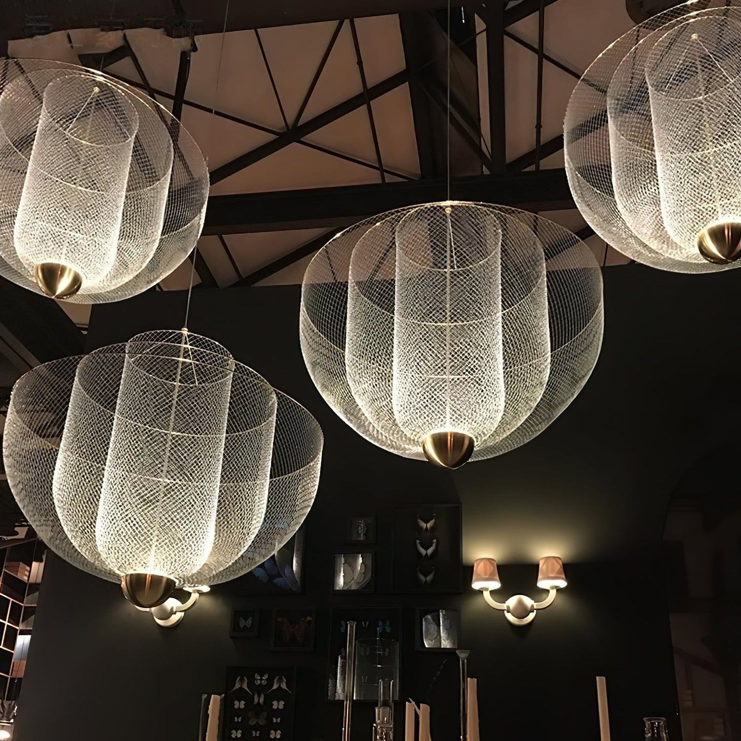 Meshmatics Modern Hanging Lamp with Adjustable Height & LED Bulbs