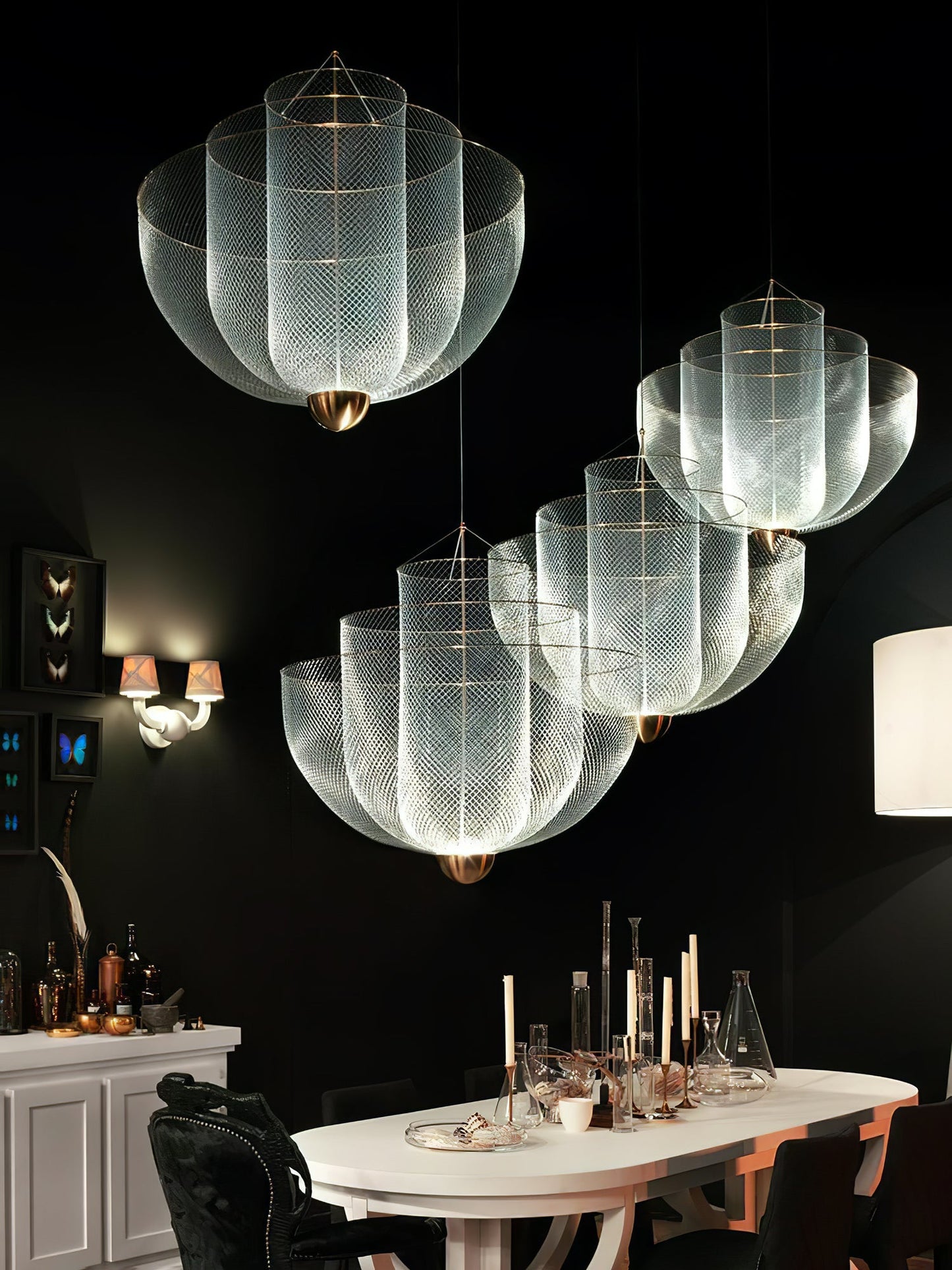 Meshmatics Modern Hanging Lamp with Adjustable Height & LED Bulbs