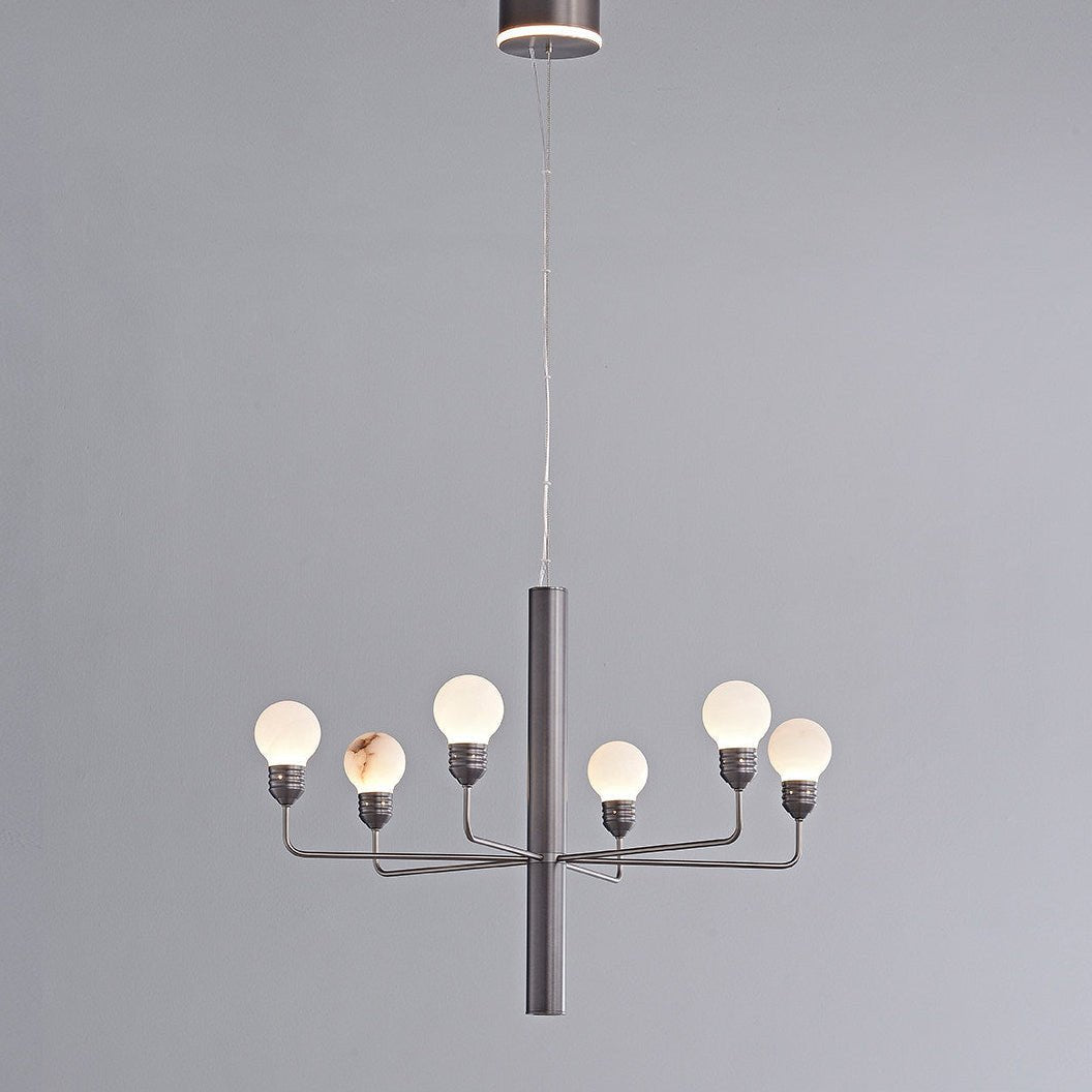 Raggiera Tiered Alabaster Globe Chandelier with Adjustable Height & So