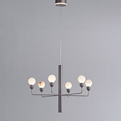 Raggiera Tiered Alabaster Globe Chandelier with Adjustable Height & So