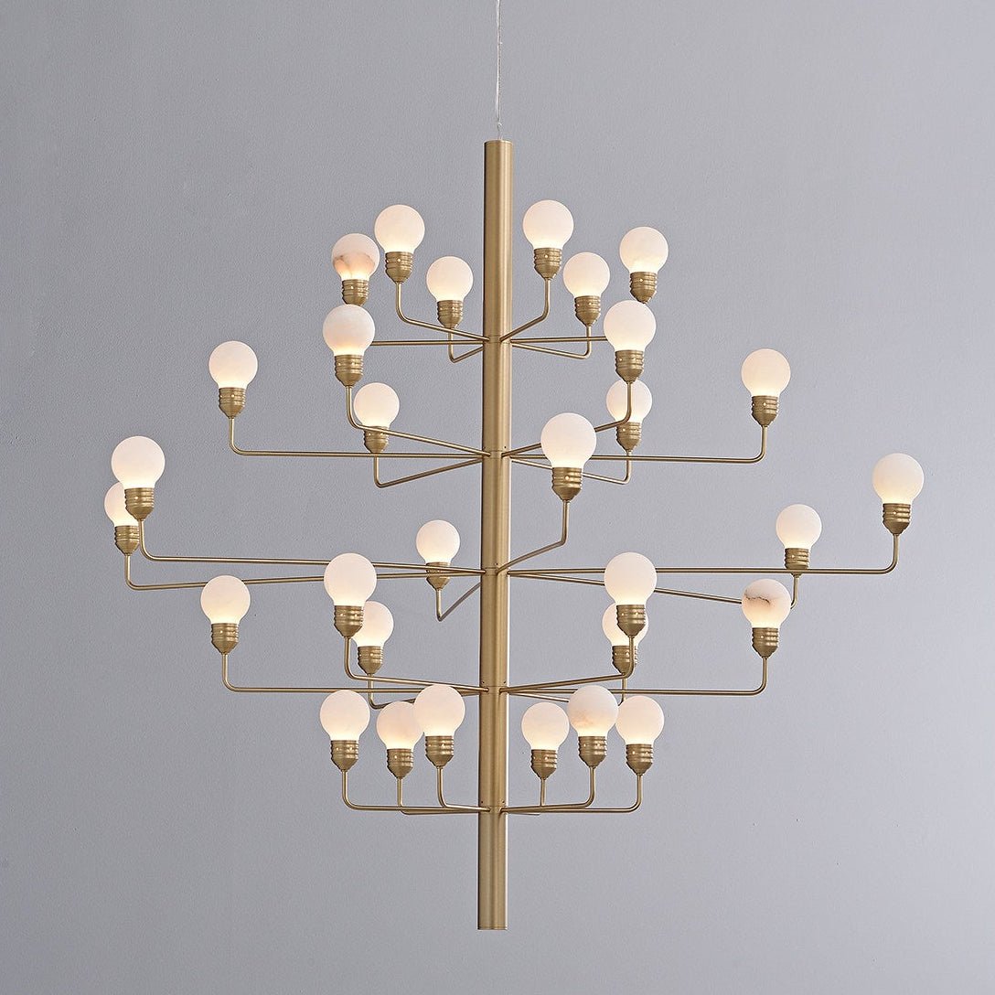 Raggiera Tiered Alabaster Globe Chandelier with Adjustable Height & So