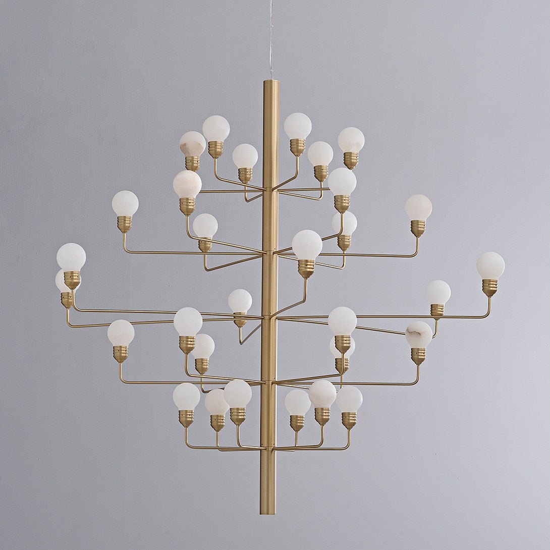 Raggiera Tiered Alabaster Globe Chandelier with Adjustable Height & So