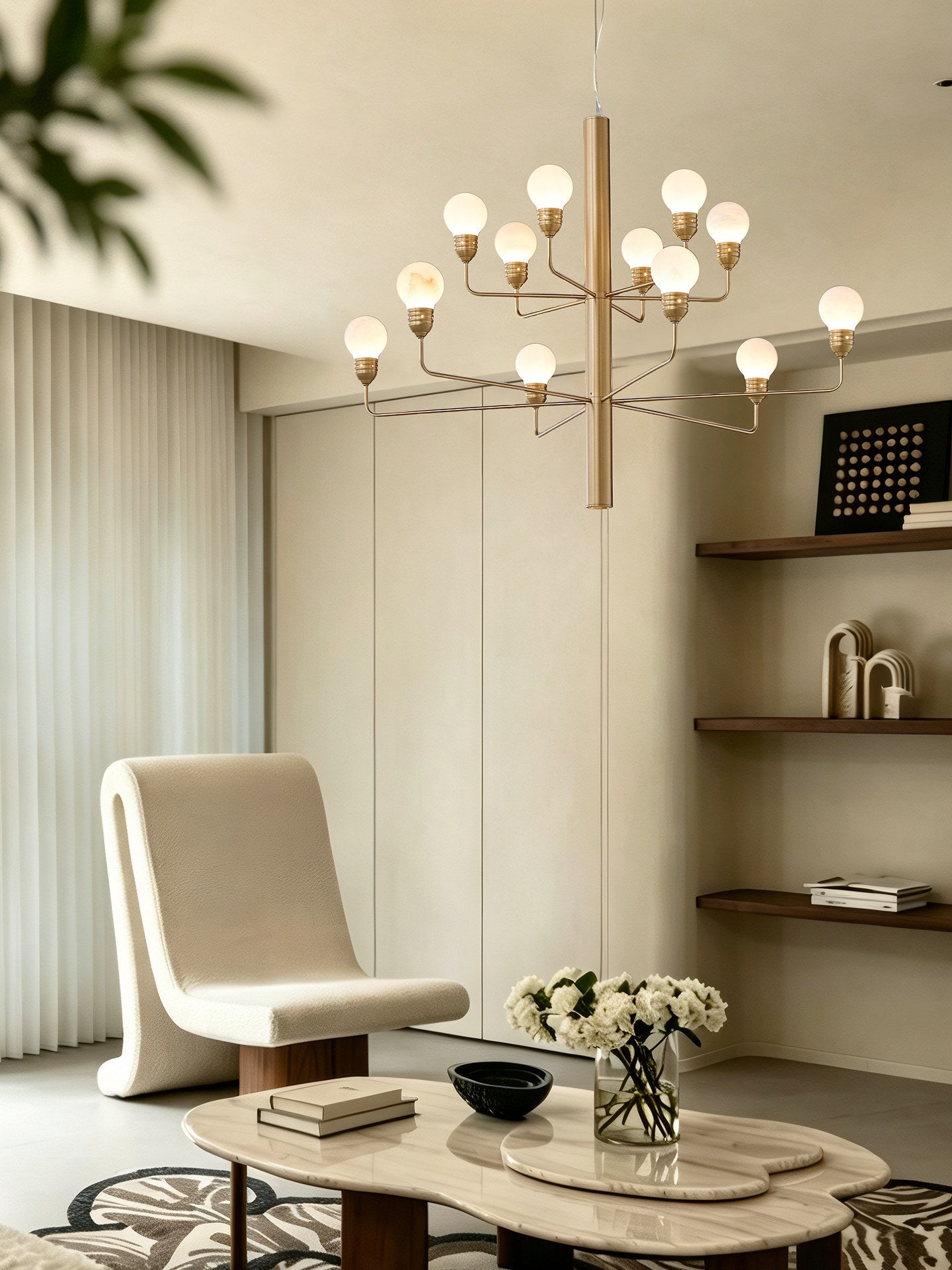 Raggiera Tiered Alabaster Globe Chandelier with Adjustable Height & So
