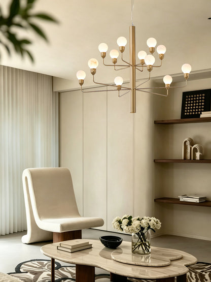 Raggiera Tiered Alabaster Globe Chandelier with Adjustable Height & So