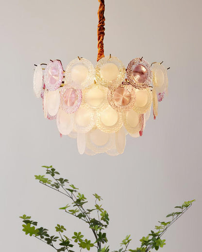 Elegant Rainbow Chandelier with Dimmable LED Lights and Crystal Accent
