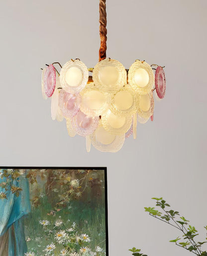 Elegant Rainbow Chandelier with Dimmable LED Lights and Crystal Accent